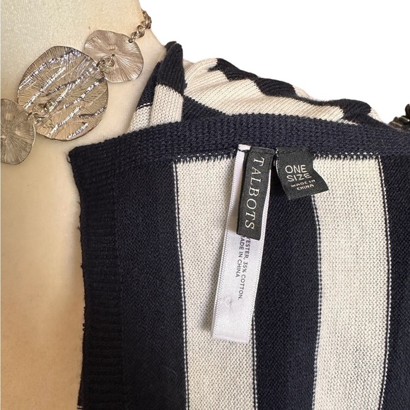 Talbots Nautical Stripes Oversized Sweater Shawl/Shrug - NWOT - Picture 3 of 3